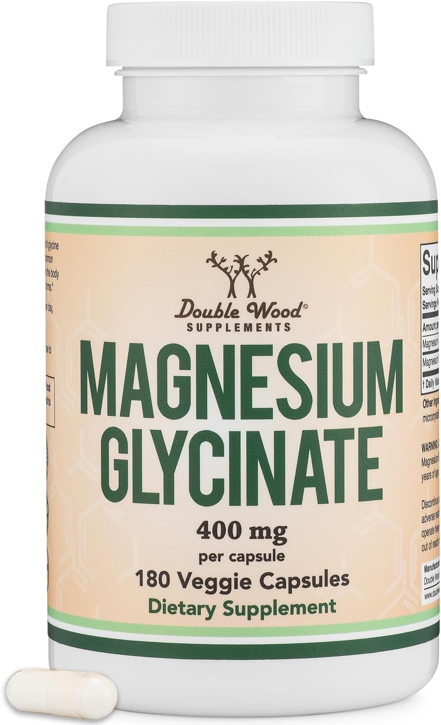 Double Wood Supplements Magnesium Glycinate 400mg 180 Capsules
