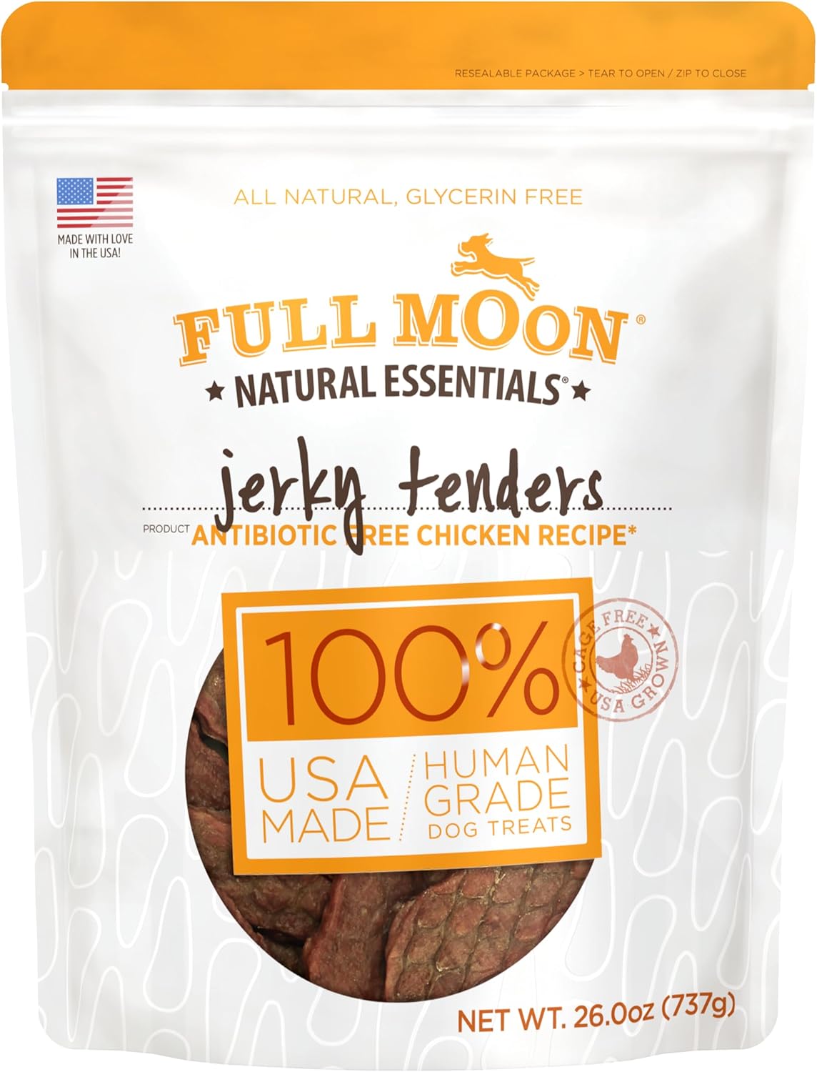 Full Moon Chicken Jerky Tenders Human Grade Dog Treats Made in USA